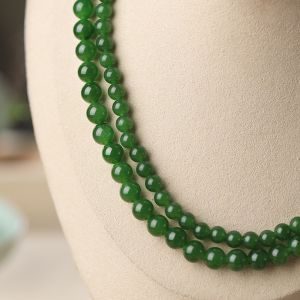 Montagne Jewelry Natural Grade A Green Jade Necklace Carefully Choose Jade Bean 18k Gold Bowknot Fantastic Quality Necklace