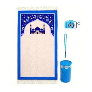 Muslims Children Prayer Blanket with Cushions Pillow Portable Carpet Soft Muslims Prayer Rugs Ramadans Gifts Pray Mats