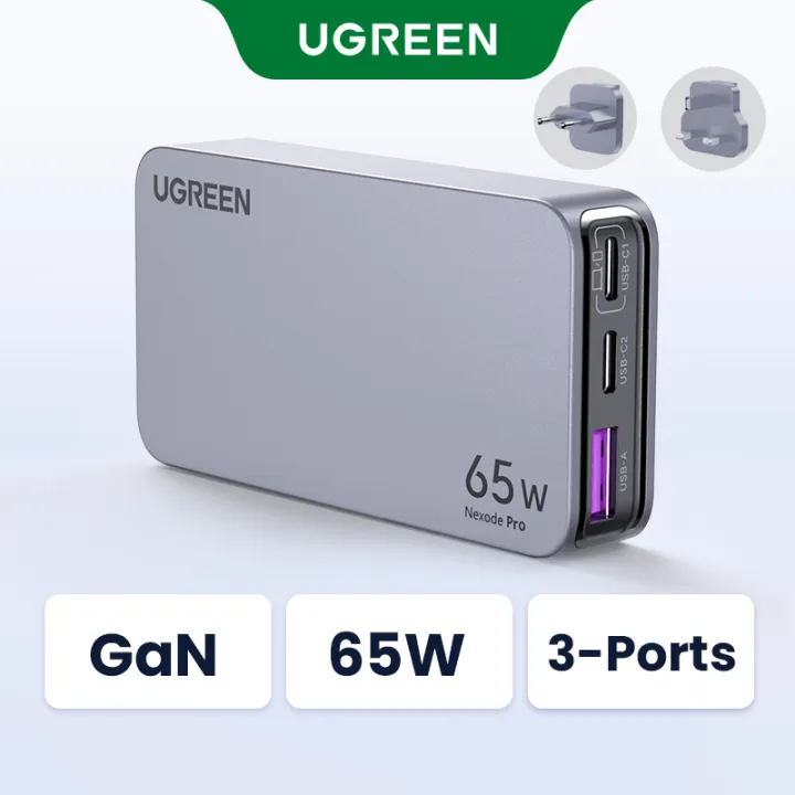 UGREEN Nexode Pro 65W 3-port Ultra-thin Fast Charger Adapter GaN Charger for MacBook iPad iPhone 16 Pro Max iPhone 17 Pro Max iPhone 18 Pro Max 15 14 Pro Max