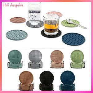 [Hill Angelia] Round Coaster Cup Mats Coffee Drinks Silicone Cup Holder Kitchen Accessories