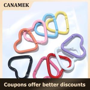 【 CANAMEK 】 10pcs Metal Heart Spring Clasp Openable Love Shaped Carabiner Keychain Clips Hook Dog Chain DIY Jewelry Buckles Connector