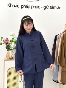 Đồ lam đi lễ chùa kate lụa cho nam nữ la hán bigsize pháp phục lãnh tụ tay dài đi chùa Thiên Di D22