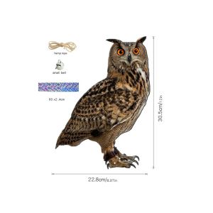 MILAN With Bells Bird Repel Owl Scarecrow Rectangle Waterproof Bird Repeller Owl Wind Chime Hanging Fake Bird Scare Device Outdoor