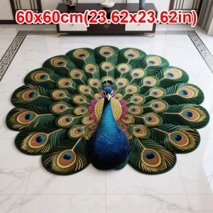 GEORG นุ่มนวล พรมนกยูง ไม่ลื่น รูปทรงพิเศษ แผ่นรองนกยูง ทนทาน 60x60ซม./100x100ซม. แผ่นรองพื้นห้องน้ำ สำหรับโต๊ะน้ำชาในห้องนั่งเล่นข้างเตียง