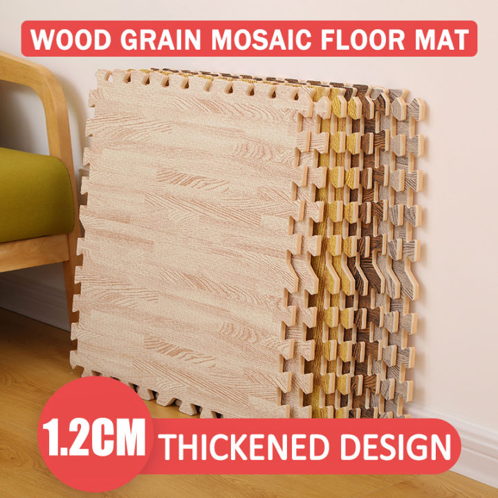 10 Pieces Wood Grain Floor Mats Interlocking Exercise Foam Mats with  Border, 30x30cm EVA Foam Puzzle Interlocking Floor Tiles Each 12mm Thick  Flooring