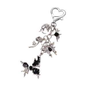 Handmade Butterfly Keychain Vintage Floral Design Premium Alloy Cold Tone Accessories For Trendy Women Girls