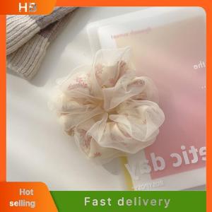 HB Double Layer Silk Organza Scrunchies Sweet Flower Hair Band For Girls Ponytail Holder Rubber Bands Hair Ties Hair Accessories