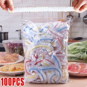 100Pcs Fresh Keeping Bag Food Films Plastic Wrap Bowl Covers Reusable Storage Bag Kitchen