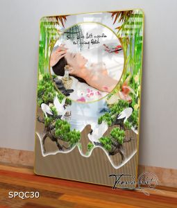 Khung tranh spa hình spa treo tường Tranh Spa dưỡng sinh chăm sóc bấm huyệt vùng đầu tráng gương treo tường SPQC30