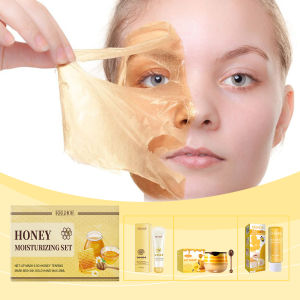 EELHOE Honey Series Moisturizing and Exfoliating Set: A Gentle Skin-Cleansing Exfoliating Moisturizing and Hydrating Kit Honey Tear Hands Mask Moisturizes Moisturizes Softens Skin Keratin Relieves Dry Hands Remove Dead Skin Hands Skin Care Products
