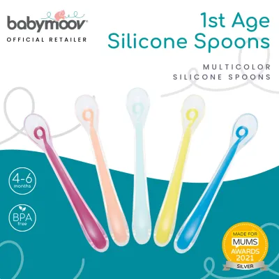 Babymoov 1st Age Silicone Baby Spoon- Set of 5 (Multi Colour)