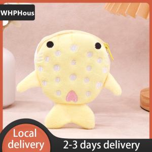 [COD] WHPHous Ship within 24 hours New Cartoon Plush Shark Purse Zero Wallet Plush Animal Wallet For Kids Zipper Bag Cute Pendant Data Cable Bag Gift