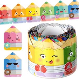 32.8ft Colorful Pencil Border Trim for Bulletin Board Notice Board Classroom Chalkboard Decoration Bulletin Board Border