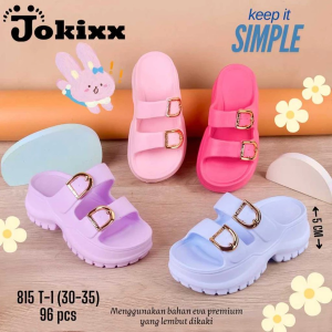 Sandal Slop Jokixx Eva Anak Perempuan Ban 2 Gesper Gold Sol Tebal Super Empuk Cute Trendy / Size 30-35 (815T-1)