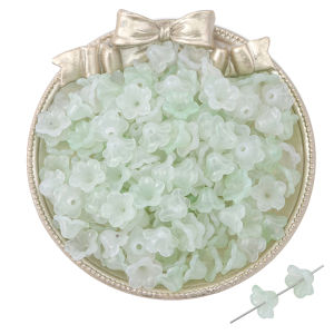 100pcs 12x7mm Acrylic Gradient Colors Windbell Morning Glory Flowers Beads Charms for Earring Bracelet DIY Jewelry Craft Making