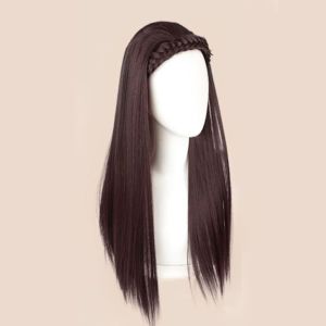 SUTONGXUE Tất cả phù hợp Phong cách Liền mạch Nối tóc Cô Gái Nữ Vô Hình Kẹp vào Tổng hợp tự nhiên Tóc Giả nửa đầu Băng đô bện tóc giả Tóc giả buộc đầu thẳng dài Tóc Giả chịu nhiệt