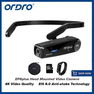 ORDRO FPV-EP6 Plus 4K Head Mounted Camera 1080p/60fps Vlog Camera Recorder Can be connected to mobile APP Wearable Video Camera