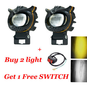 (2PCS)CBLUE Motorcycle Mini Driving Lights Warranty Waterproof High Low Yellow/White LED Headlight