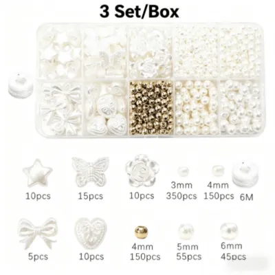 10 Grid ABS Pearl Beads Set Box About 800pcs/box Mixed Pearl Spacer Beads Set for DIY Necklace Bracelet Earring Crafting ewelry Making Beads Accessories