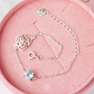 Rosenmarry/ สร้อยข้อมือพลอยแท้ โทปาส ตัวเรือนเงินแท้ 925 พร้อมกล่อง RB036 พลอยแท้เสริมดวง ของขวัญ