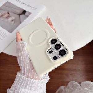 Original PU Flannel Leather Texture For Magsafe Phone Case For Samsung S26 S25 S24 Ultra Shockproof Bumper Magnetic Matte Cover
