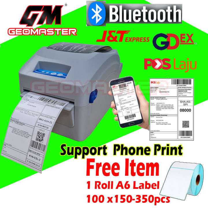 Geomaster Bluetooth A6 Label Thermal Printer Label Air Waybill Simple ...