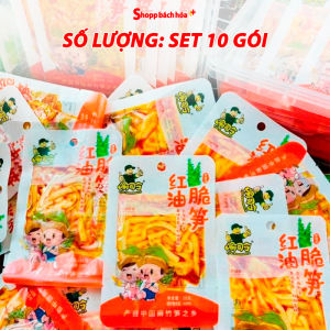 Măng giòn Tứ Xuyên cay nhẹ - Măng trúc ngâm ớt đỏ đồ ăn vặt nội địa Trung siêu ngon – Hộp 50 gói