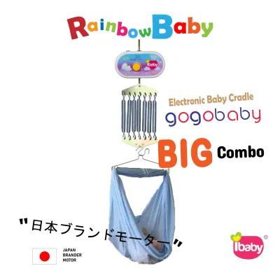 🔥GOGO BABY Combo ELECTRONIC BABY CRADLE🔥 spring buai buaian bayi elektrik electronic automatic hanger cradle net kain