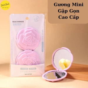 Gương mini cầm tay gập gọn Gương trang điểm tròn mini