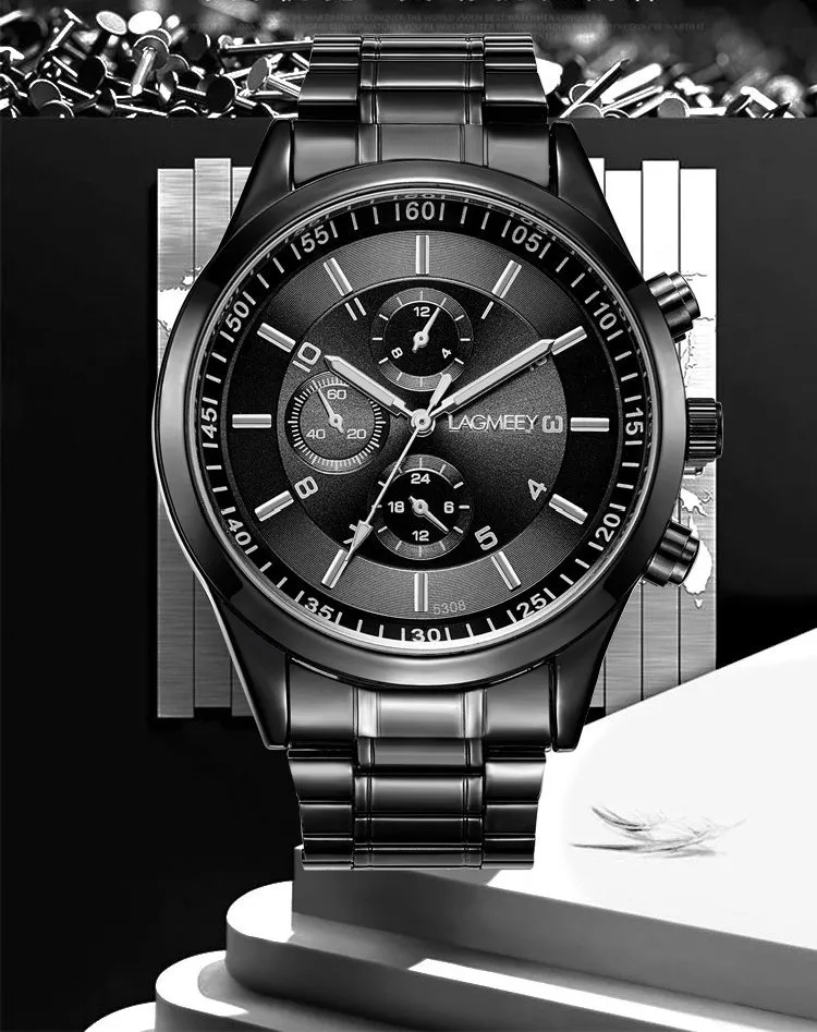 IDEAL1 LAGMEEY Quartz Watch Men Stainless Steel Fashion Watch For Business Brand Black Lazada PH