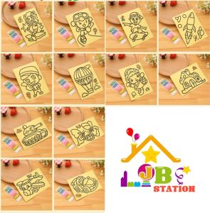 Mainan Anak Kreatifitas Kertas Gambar Kecil Mewarnai dengan Pasir Sand Painting Melukis Pasir