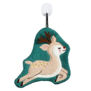 NAMSHEVA Quick-drying Christmas Hand Towels Water Absorption Hanging Santa Claus Hand Towel  Coral Fleece Cleaning Dishcloths Kitchen Bathroom