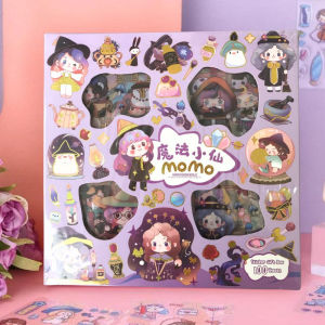 Stiker MOMO Isi 20 40 100 Lembar Dekorasi Buku Journal Laptop Anak | Warna-warni karakter lucu motif makanan desain ceria untuk dekorasi.