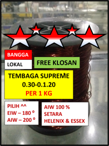Kawat Tembaga Supreme - AIW 0.30-1.20 - Per 1 ons - Kawat Gulung Dinamo Trafo - Komponen & Aksesoris Elektronik