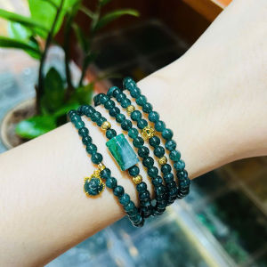 vòng tay nữ dáng chuỗi ngọc lam ngọc tự nhiên vip mix lu thống và charm hồ ly lam ngọc vip bọc vàng tây charm cầu kim tiền vàng tây vòng tay đá phong thủy. trang sức thiết kế đủ hóa đơn thẻ bảo hành
