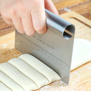Stainless Steel Dough Scraper & Pastry Cutter with Measurement Bench Dough Scraper Cutter Kitchen Baking Tool for Cakes and Dough Slicing