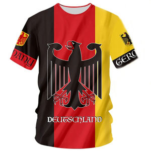 [Local Stock] HBESTY Halloween Christmas Germany Flag Graphic T-Shirt for Men National Emblem 3D Printed Tees Summer Round Neck Tops Oversized Short Sleeve T Shirts