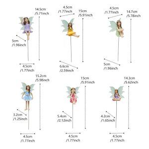 MODERNLUX 6PCS Phát sáng trong bóng tối Tượng Tiên Nhỏ Nhiều màu sắc Đôi cánh tuyệt đẹp. Vườn Tiểu Cảnh Sáng tạo Phong cảnh thu nhỏ Đồ trang trí cây cảnh kiểu tiên Dùng để trang trí vườn.