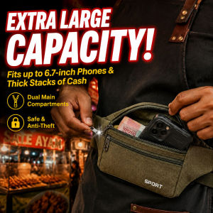 Canvas Phone Waist Bag For Men Large Capacity Multi Pocket Belt Bag Outdoor Sports Hiking Running Work Tool Pouch Casual Men Bag