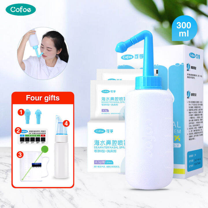 Cofoe 500ml Nasal Wash Neti Pot Cleaner Irrigation+ 20 Bag 4.5g Nasal ...