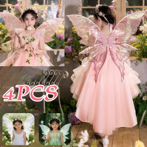 Angel Wing Costume Set Gold Tone Butterfly Wing Back Accessory Lightweight Reusable Festival Party Roleplay