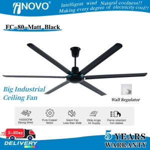 INOVO FC 80/100" Industrial Ceiling Fan AC Pure Copper Motor Wall Control Factory Heavy Large Fans