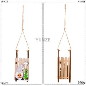 [COD] YUNZE Christmas Tree Hanging Decor Wooden Christmas Sleigh Ornament Wood Gnomes Pendant Home Office Party DIY Christmas Decoration