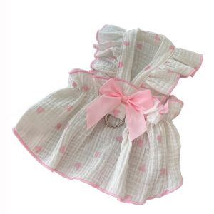 SUN ME Nơ Lớn Váy Cotton cho chó Thoáng khí Trang phục Váy cho thú cưng Chihuahua Mềm Váy cho cún con Chó nhỏ vừa