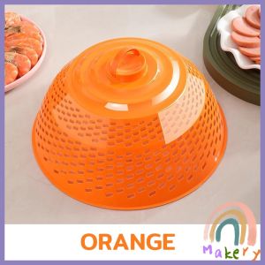 Makery【Ready in Stock】 Plastic Round Food Cover Mesh Cover Multifunctional Colorful Drain Fruit Plate 1 Piece