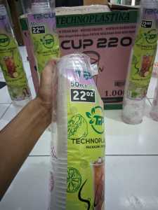 Gelas plastik Slim Datar Bening 22 oz PP CUP isi 50 pcs