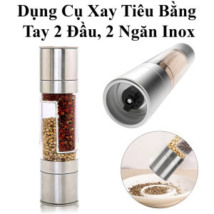 Dụng Cụ Xay Tiêu Bằng Tay 2 Đầu 2 Ngăn Inox Tiện Lợi Cho Gia Đình