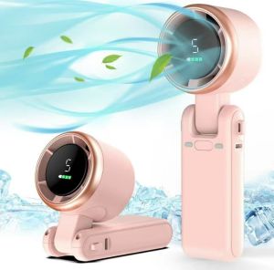 (SG STOCK) Mini Turbo Portable Folding Fan Angle Adjustable Handheld USB Rechargeable 3600mAh 5 Speed Fold Outdoor Neck