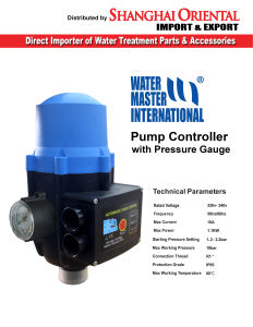 Automatic Pump Control WITH Pressure Gauge (Water Master) 10Amax 10-BAR max IP65220-240v/50/60Hz