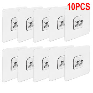 10Pcs Transparent Hanging Shelf Hooks Plastic Wall-mounted Traceless Shelf Hooks Wall Storage Rack Invisible Self Adhesive Holders Strong Sticker Hook Holder Bathroom Kitchen Organizer Holder Hook
